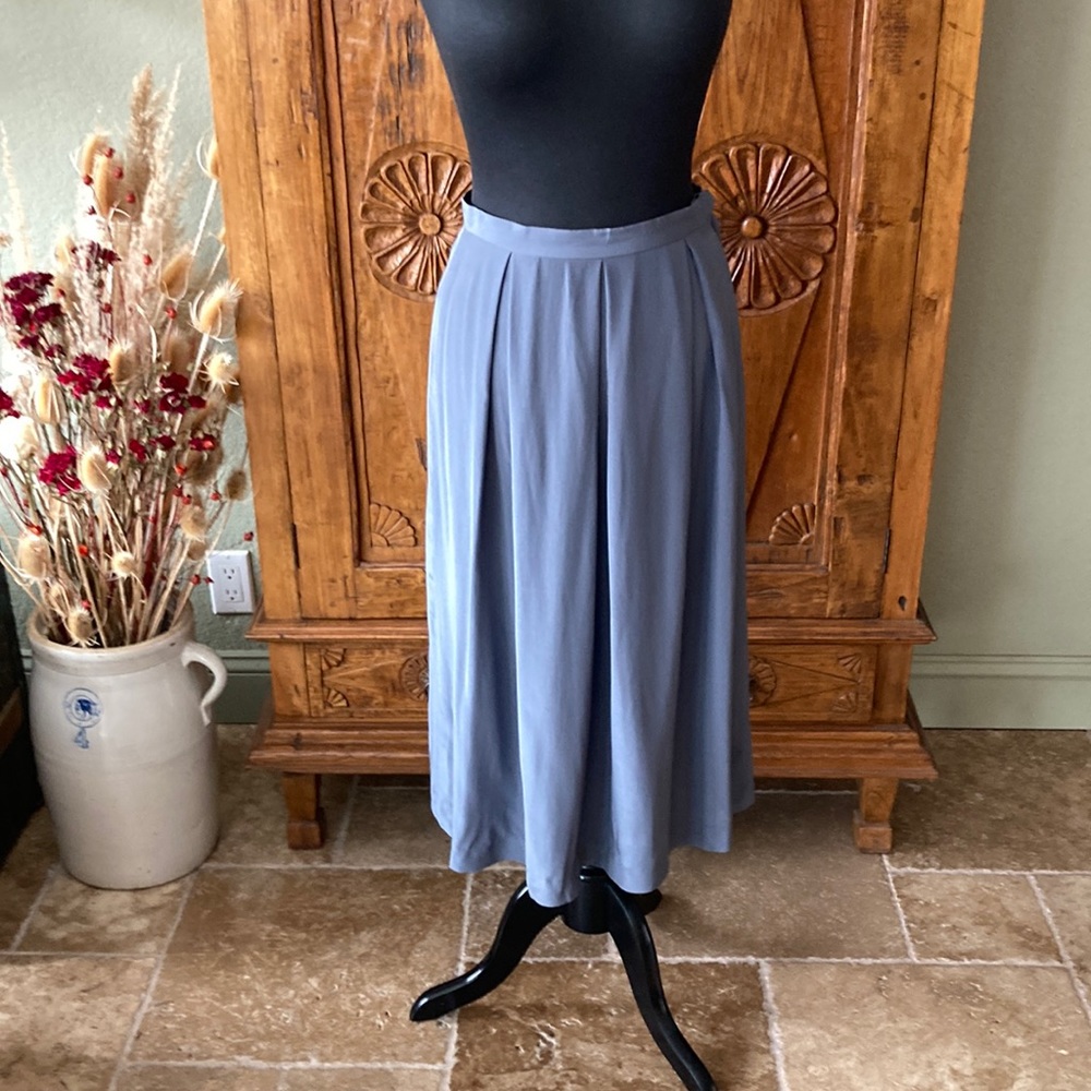 Vintage Gray Pewter Silk Skirt Size Small